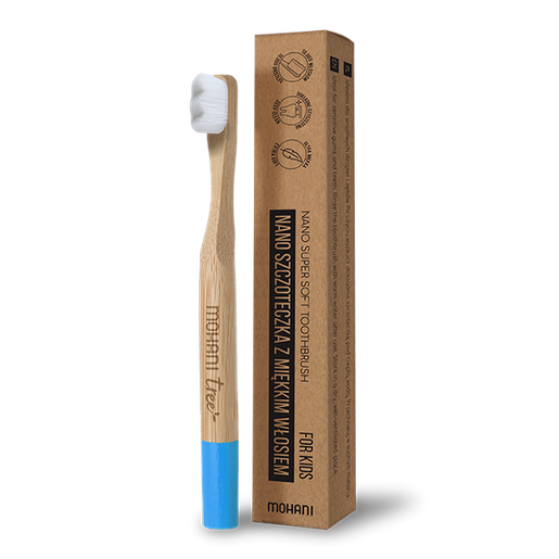 MOHANI Children's Bamboo Nano Toothbrush - Blue, 10,000 Soft Bristles