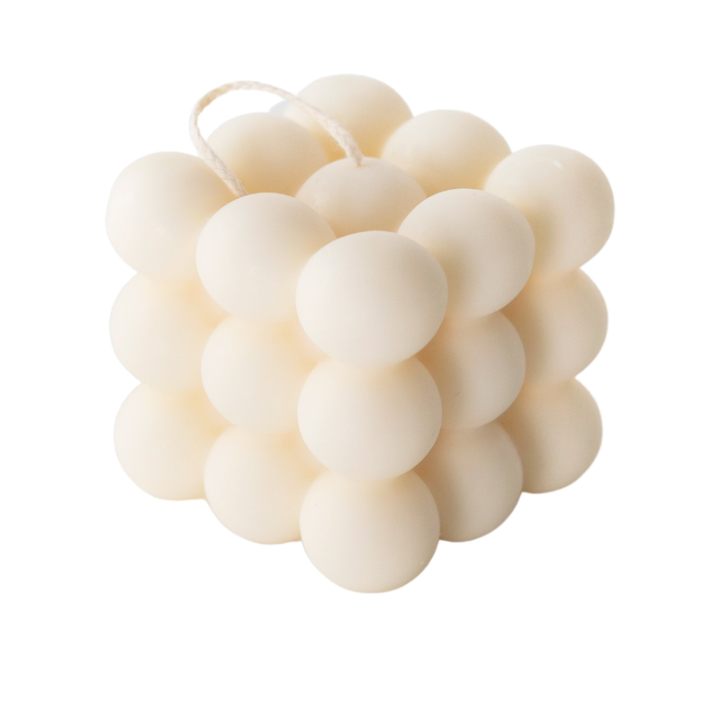 100% natural canola wax Bubble Candle - white, large