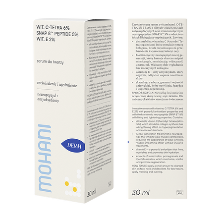 Tightening and brightening face serum with ultra-stable Vitamin C TETRA 6%, neuropeptide SNAP 8™ 5% and Vitamin E 2%.