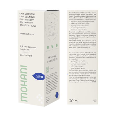 Regenerating and exfoliating face serum five AHA acids Mohani 30ml
